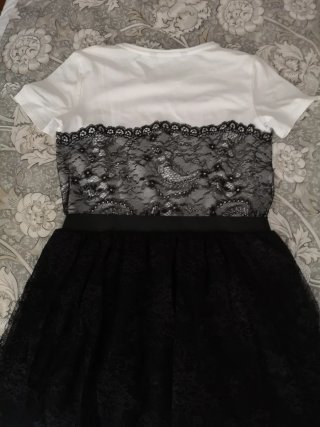 Vestido camiseta Encaje Zara Basic Mujer, Talla M