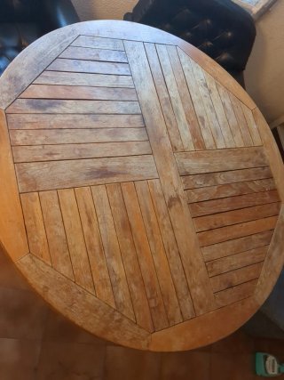 Mesa redonda madera plegable grande (120cm)