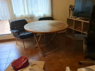 Mesa redonda madera plegable grande (120cm)