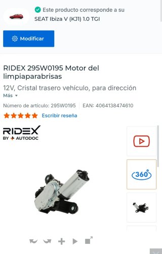 Motor limpiaparabrisas Seat Ibiza Trasero