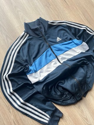 Sudadera Adidas Vintage Streetwear Azul/Blanco