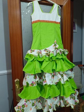 Traje de Flamenca Verde y Blanco