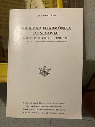 Libro Sociedad Filarmónica de Segovia