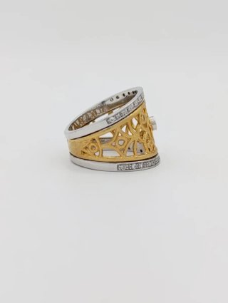 Anillo Tous Oro 18k Bicolor Calado