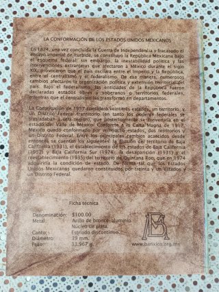 Álbum Monedas Estados de México Conmemorativas