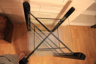 Mueble 4 estantes madera y cristal
