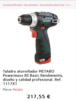 Vendo,cambio Taladro Metabo PowerMaxx BS Basic 12V