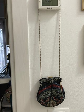 Pochette Borsa Perline Nera Oro Rosso