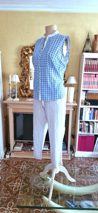 Camisa Zendra Algodón Cuadros Azul/Blanco