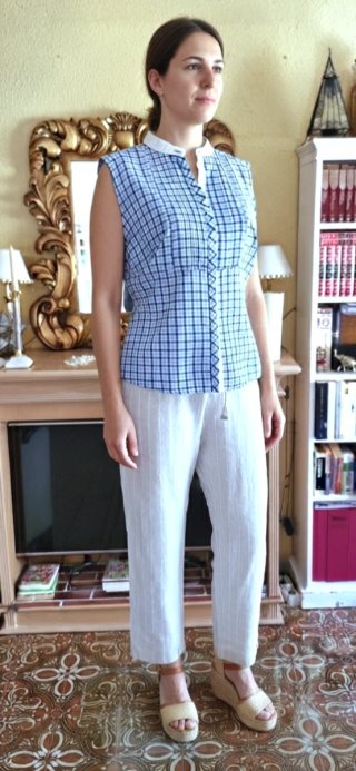 Camisa Zendra Algodón Cuadros Azul/Blanco