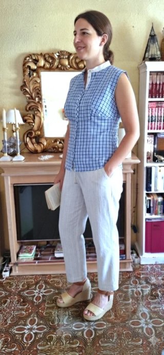 Camisa Zendra Algodón Cuadros Azul/Blanco