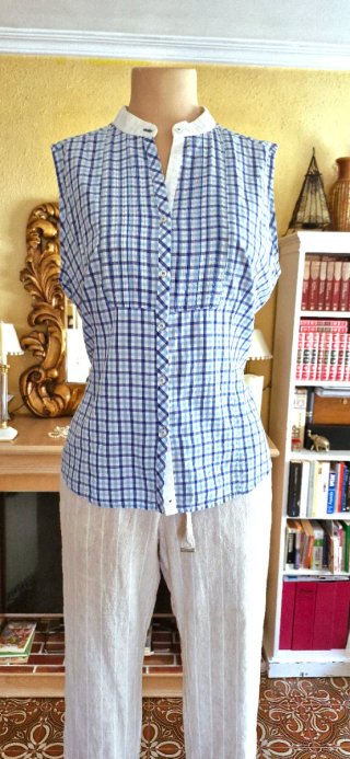 Camisa Zendra Algodón Cuadros Azul/Blanco