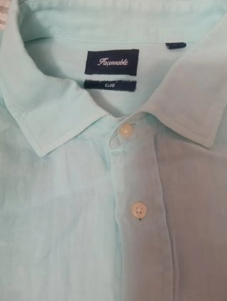 Camisa Lino Faconnable Verde Menta Talla L