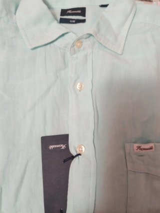 Camisa Lino Faconnable Verde Menta Talla L
