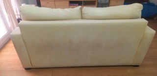 Sofá cama beige de tela