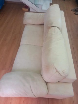 Sofá cama beige de tela
