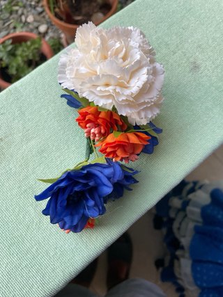 Vestido de Flamenca Azul y Blanco