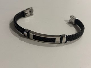 Pulsera Viceroy trenzada cuero negro y acero