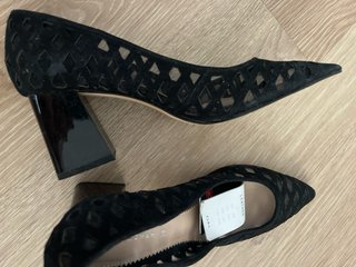 Zapatos tacón Zara plateados talla 38