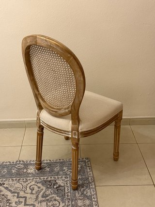 Silla Casa Viva Ratán y Tela Beige.