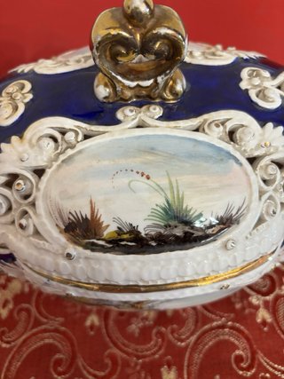 Antico centrotavola porcellana decorato