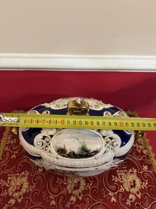 Antico centrotavola porcellana decorato