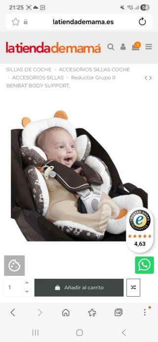 Cojín reductor silla coche bebé Benbat