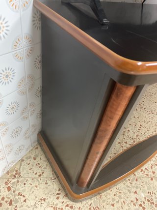Mesa auxiliar cristal y madera