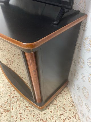 Mesa auxiliar cristal y madera