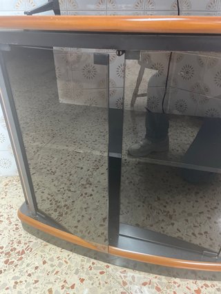 Mesa auxiliar cristal y madera