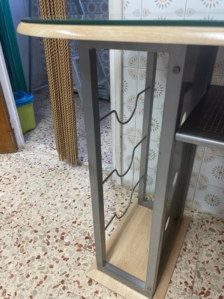 Mesa de cocina cristal y metal