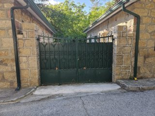 Puerta de hierro forjado verde