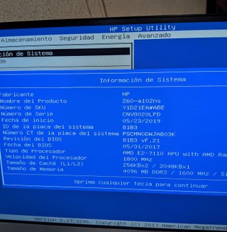 PC Sobremesa HP 260-a102ns 4GB RAM