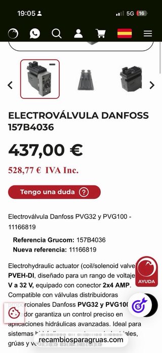 2 Válvulas Danfoss referencia 157B4036