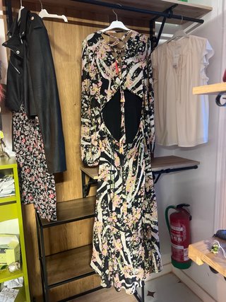 Vestido estampado floral y cebra talla L