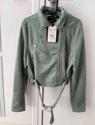 Chaqueta Biker Pull&Bear Verde Menta Talla M