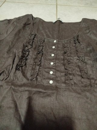 Blusa Lino Marrone con Bottoni