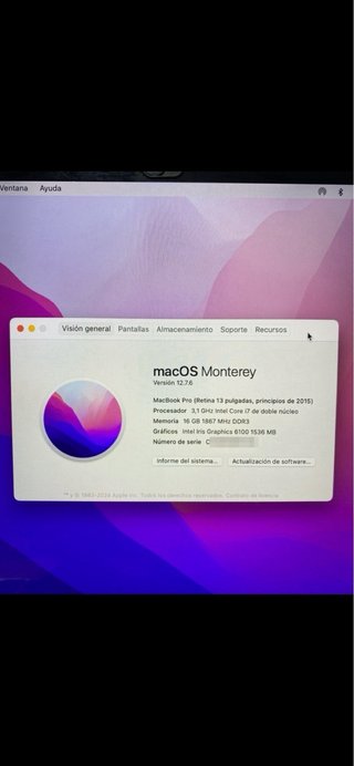 MacBook Pro 13 2015 i7 16Gb Ram 512gb 1 Propiet.