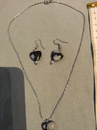 Collar y Pendientes Corazón Obsidiana Nevada
