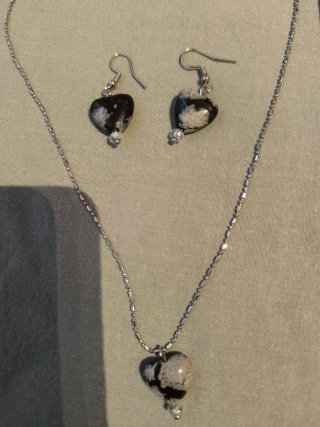 Collar y Pendientes Corazón Obsidiana Nevada