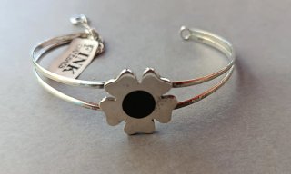 Pulsera Fink Orfebres Plata Flor con Azabache.