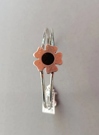 Pulsera Fink Orfebres Plata Flor con Azabache.