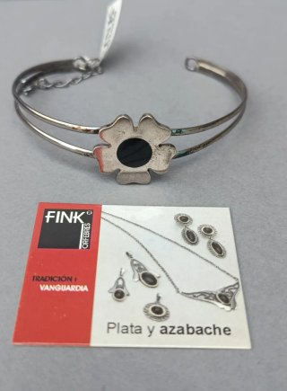 Pulsera Fink Orfebres Plata Flor con Azabache.