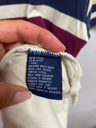 Vintage 90s Tommy Hilfiger Striped Polo Shirt Beig