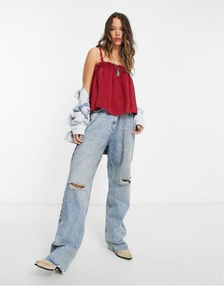 Top tirantes burdeos Mango Talla S