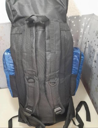 Mochila Senderismo 80L Negra y Azul