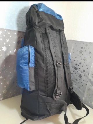 Mochila Senderismo 80L Negra y Azul