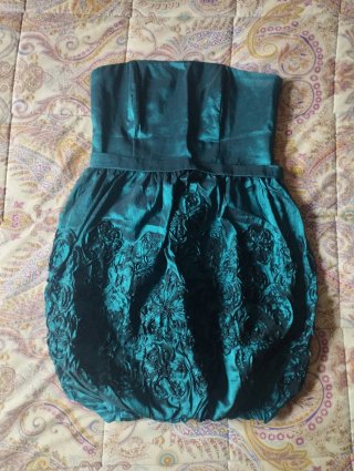Vestido fiesta corto flores verde turquesa