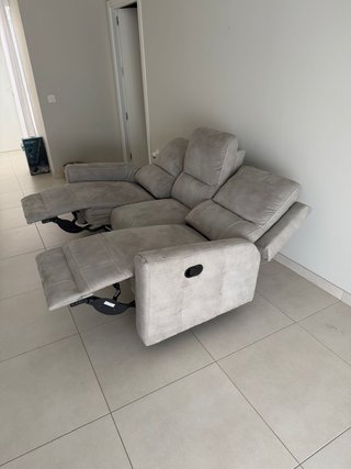 Sofá 3 plazas reclinable gris