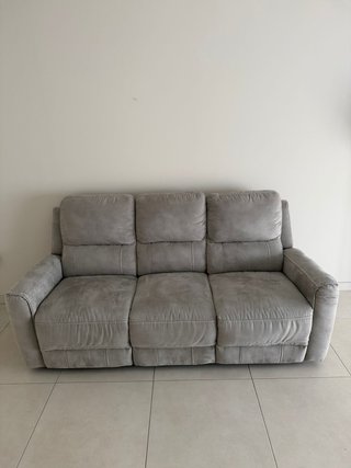 Sofá 3 plazas reclinable gris